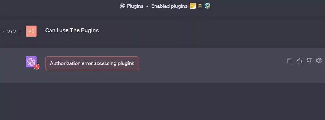 Authorization error accessing plugins - ChatGPT