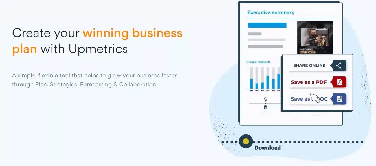 use upmetrics to generate business plan