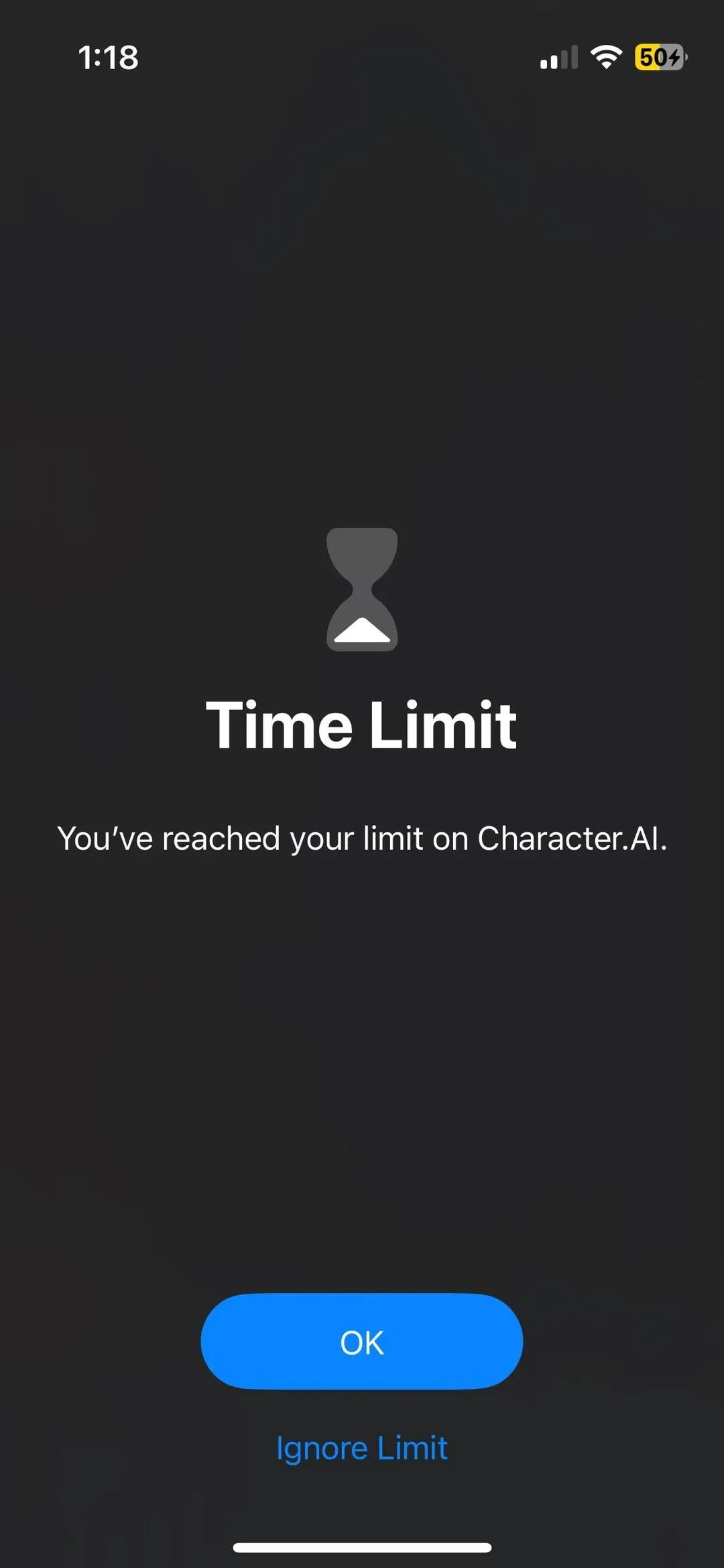Time Limit - You've reached your limit on Character.AI